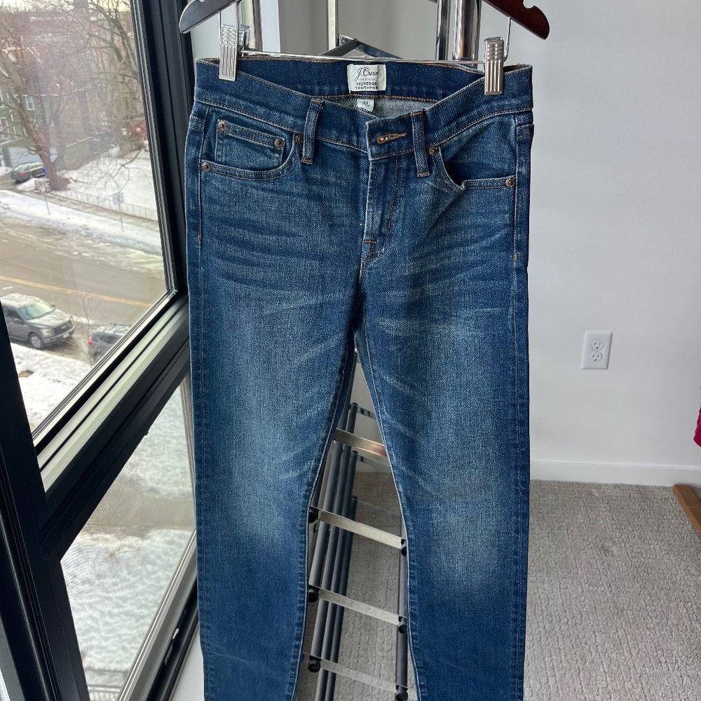 Jcrew selvedge toothpick Jean medium blue 23